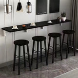 Modern Rectangular Wood Floating Wall-Mounted Bar Table Image - 6