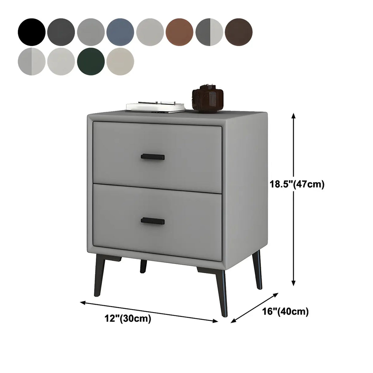 Modern Rectangular Wood Gray Drawer Storage Nightstand 