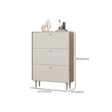 Modern Rectangular Wood Hallway Cream Shoe Storage Cabinet Image - 16
