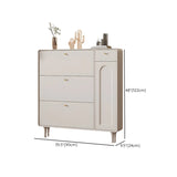 Modern Rectangular Wood Hallway Cream Shoe Storage Cabinet Image - 22