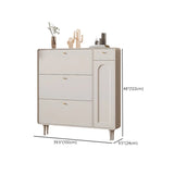 Modern Rectangular Wood Hallway Cream Shoe Storage Cabinet Image - 23