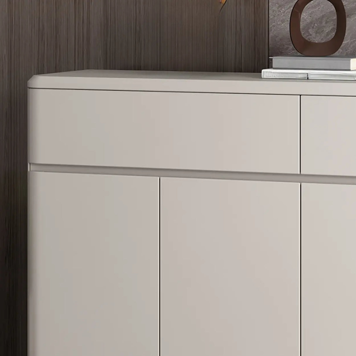 Modern Rectangular Wood Hallway White Large Shoe Cabinet Image - 13
