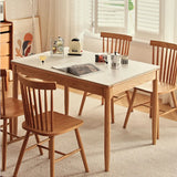 Modern Rectangular Wood Kitchen Dining Table White Expanded Image - 5