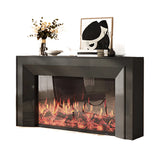Modern Rectangular Wood Living Room Black LED TV Stand