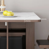 Modern Rectangular Wood Marble Dining Table White Storage Image - 7