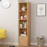 Modern Rectangular Wood Narrow Display Bookcase White Image - 15