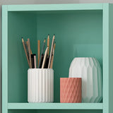 Modern Rectangular Wood Narrow Display Bookcase White Image - 16