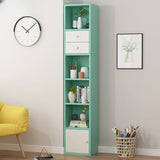 Modern Rectangular Wood Narrow Display Bookcase White Image - 18