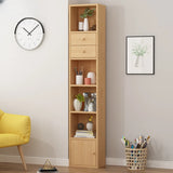 Modern Rectangular Wood Narrow Display Bookcase White Image - 19
