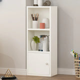 Modern Rectangular Wood Narrow Display Bookcase White Image - 2