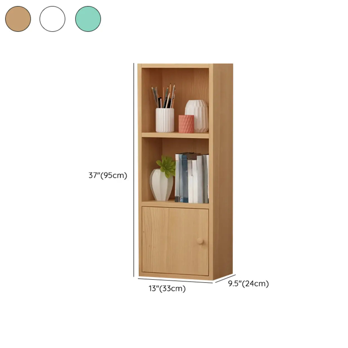 Modern Rectangular Wood Narrow Display Bookcase White 