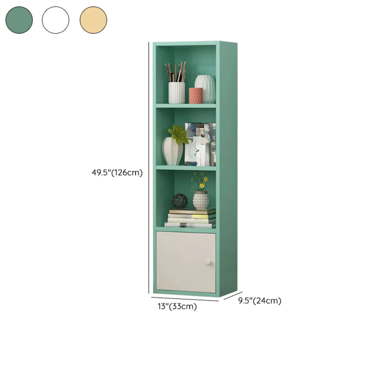 Modern Rectangular Wood Narrow Display Bookcase White Image - 25