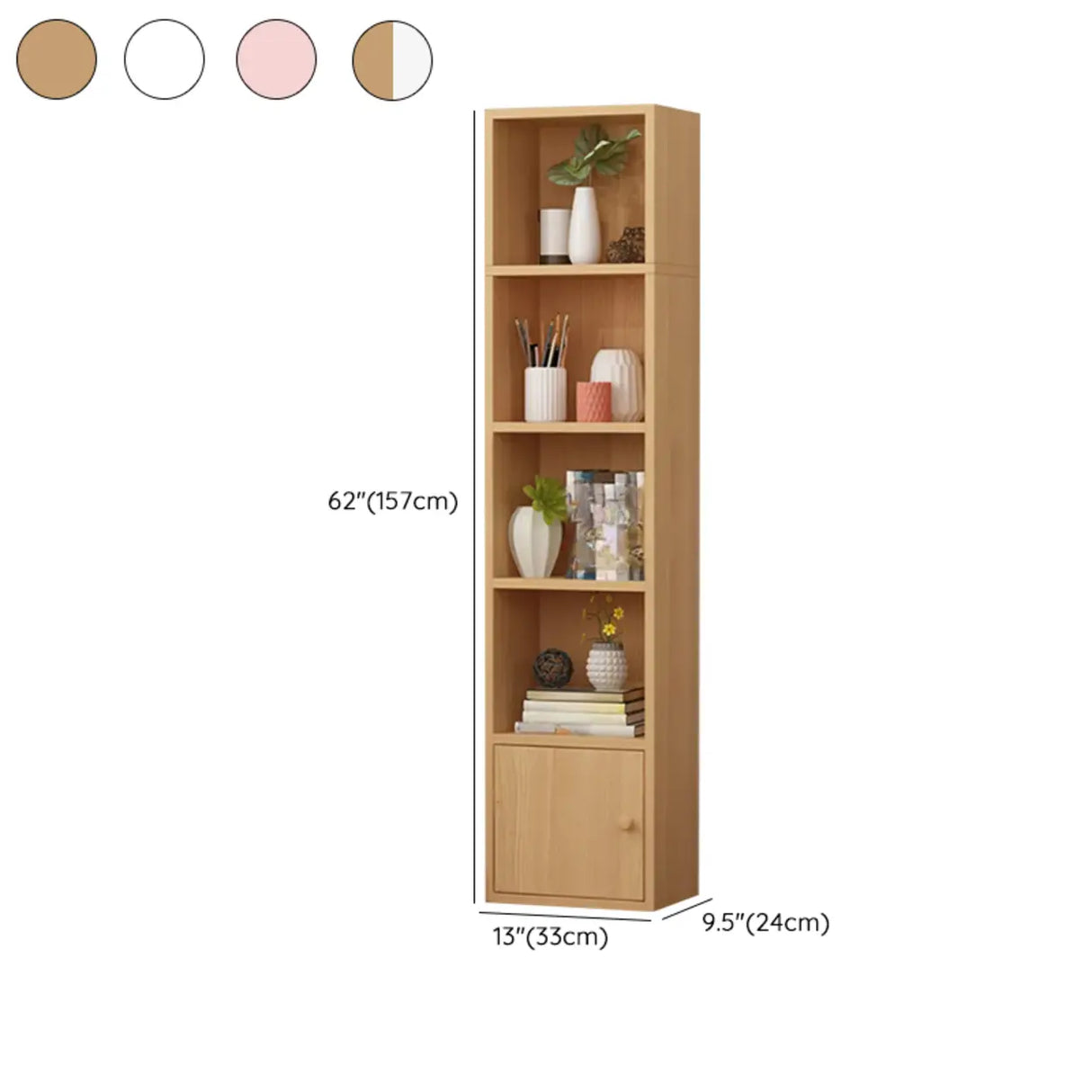 Modern Rectangular Wood Narrow Display Bookcase White Image - 26