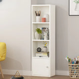 Modern Rectangular Wood Narrow Display Bookcase White Image - 7