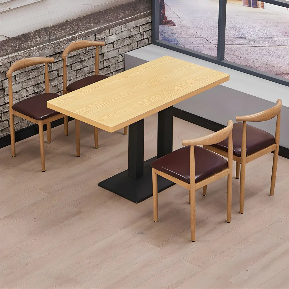Modern Rectangular Wood Natural Dining Table Image - 17