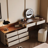 Modern Rectangular Wood Wall Light Mirror Makeup Vanity Image - 10