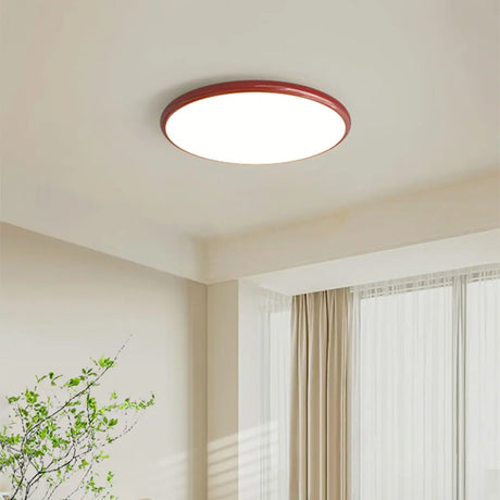 Modern Red Circle Metal LED Flush Mount Ceiling Light Image - 1
