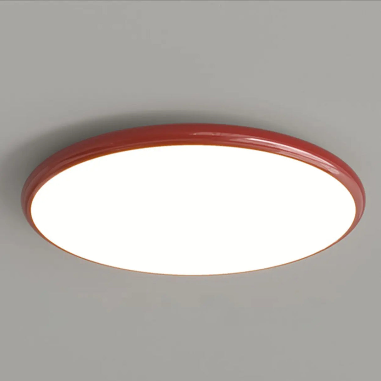 Modern Red Circle Metal LED Flush Mount Ceiling Light Image - 6