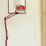 Modern Red Dome Metal Floor Lamp Adjustable Swing Arm Image - 6