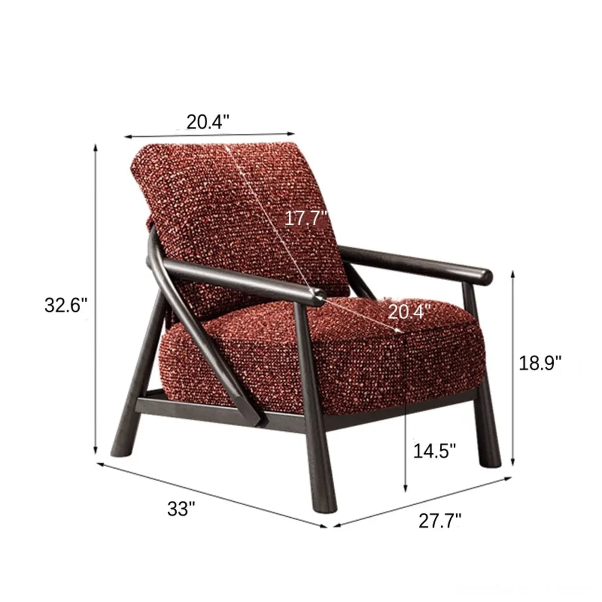 Modern Red Fabric Armrest Cushion Accent Chair 