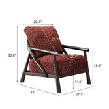 Modern Red Fabric Armrest Cushion Accent Chair #size