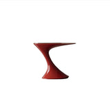 Modern Red Oval Steel Sculpted Pedestal Side Table Image - 5