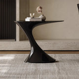 Modern Red Oval Steel Sculpted Pedestal Side Table Image - 7