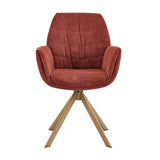 Modern Red Upholstered Swivel Curved Back Arm Dining Chair Image - 5