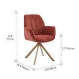 Modern Red Upholstered Swivel Curved Back Arm Dining Chair #size