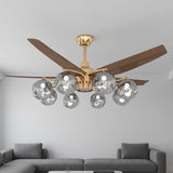 Modern Remote Control 8-Light Globe Ceiling Fan Light Image - 1