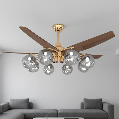 Modern Remote Control 8-Light Globe Ceiling Fan Light Image - 1