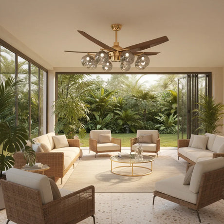 Modern Remote Control 8-Light Globe Ceiling Fan Light Image - 2