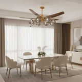 Modern Remote Control 8-Light Globe Ceiling Fan Light Image - 3