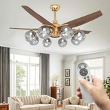 Modern Remote Control 8-Light Globe Ceiling Fan Light Image - 7