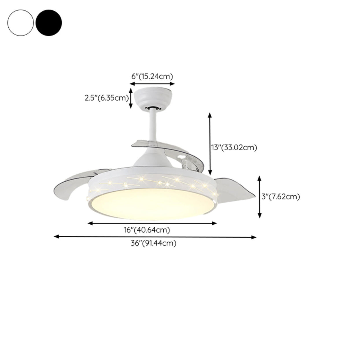 Modern Remote Control Round Ceiling Fan with LED Light 