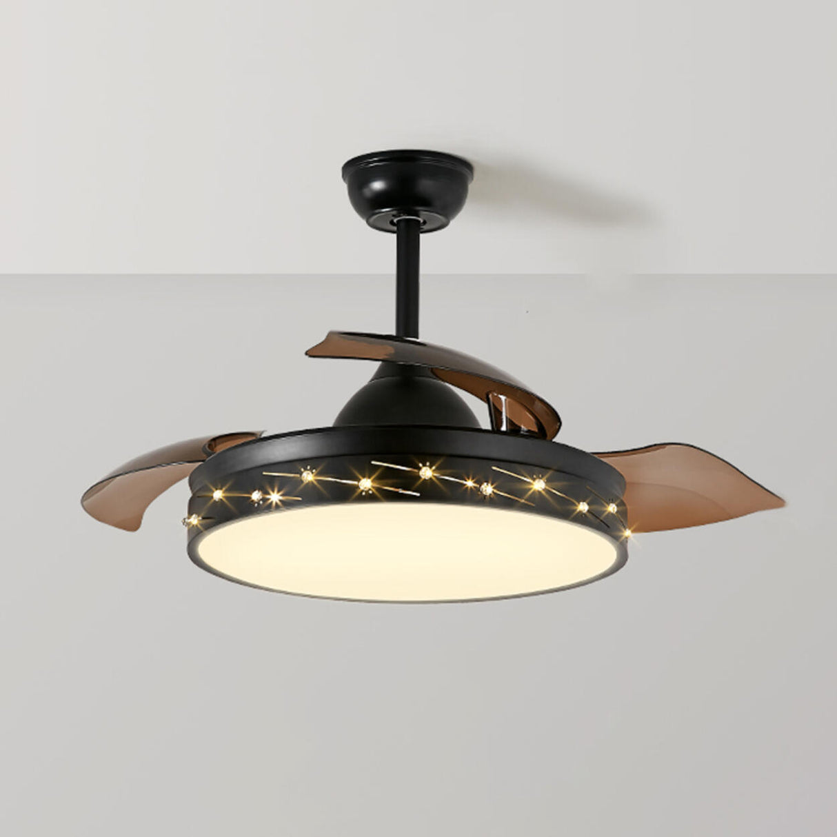 Modern Remote Control Round Ceiling Fan with LED Light Image - 8