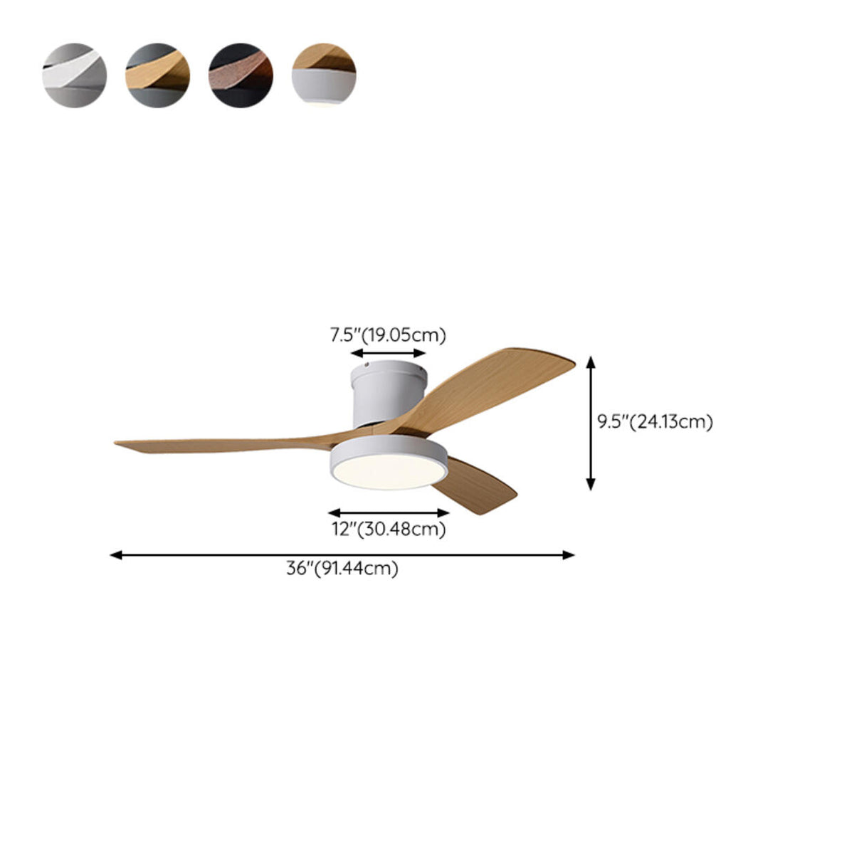 Modern Remote Control Wood Ceiling Fan with LED Light 