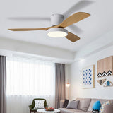 Modern Remote Control Wood Ceiling Fan with LED Light Image - 4