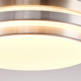 Modern Retractable Blade Round Metal Ceiling Fan Light Image - 24