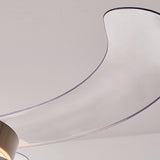 Modern Retractable Blade Round Metal Ceiling Fan Light Image - 25