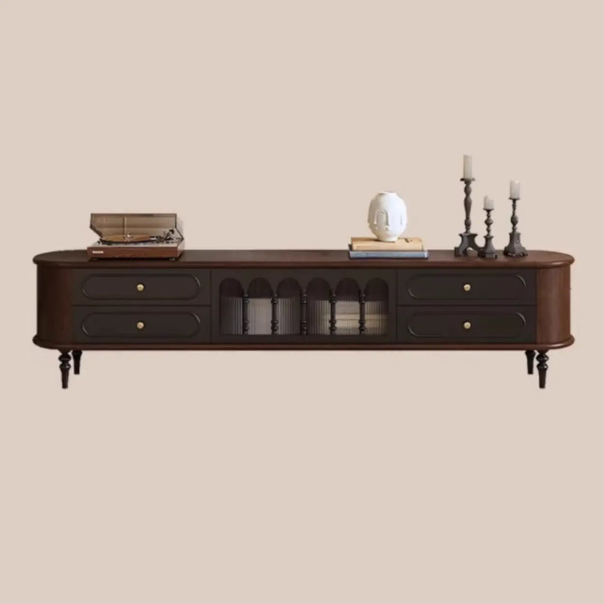 Modern Retro TV Stand Cabinet with Storage Drawers Image - 2