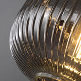 Modern Ribbed Clear Glass Cylinder Pendant Light Image - 15