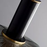 Modern Ribbed Clear Glass Cylinder Pendant Light Image - 16