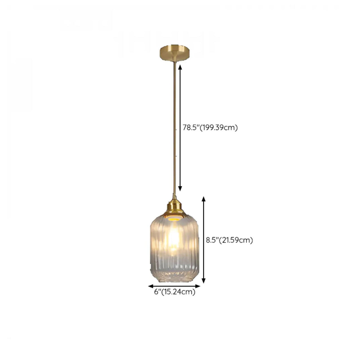 Modern Ribbed Clear Glass Cylinder Pendant Light Image - 20