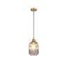 Modern Ribbed Clear Glass Cylinder Pendant Light Image - 7