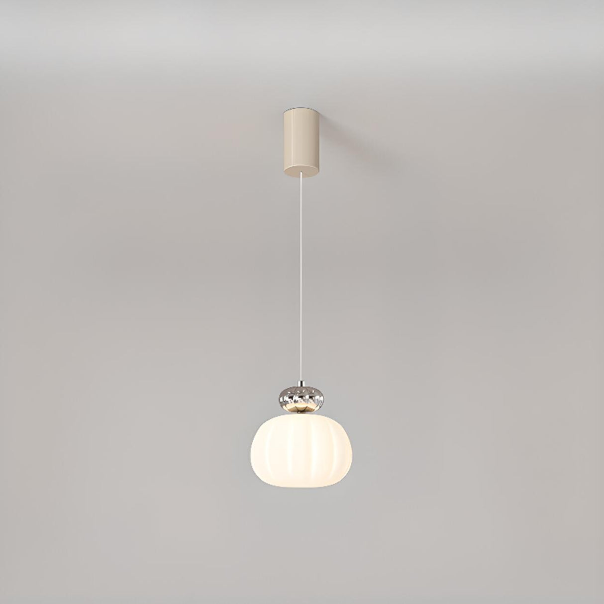 Modern Ribbed Drum Lantern Pendant Light Flexible Length Image - 11