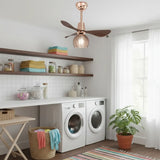 Modern Ribbed Glass Globe Remote Control Ceiling Fan Light Image - 4