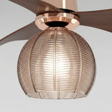 Modern Ribbed Glass Globe Remote Control Ceiling Fan Light Image - 5