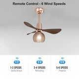 Modern Ribbed Glass Globe Remote Control Ceiling Fan Light Image - 6