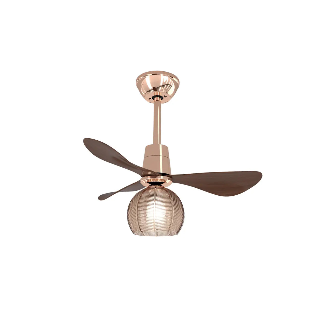Modern Ribbed Glass Globe Remote Control Ceiling Fan Light Image - 8